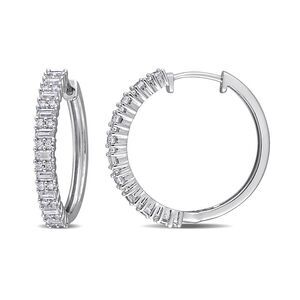 1.70 Carat (ctw) Synthetic Moissanite Hoop Earrings Sterling Silver